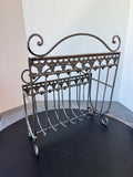 Victorian Style Gray Metal Scroll Magazine Rack