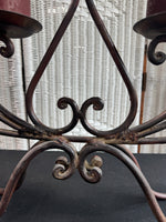 Wrought Iron Scroll Fireplace Candelabra with Pillar Candles