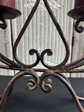 Wrought Iron Scroll Fireplace Candelabra with Pillar Candles