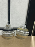 11 pc Small Glass Ornaments (clear/black/silver/gold glitter) Lot F
