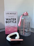 Life Bottle One Gallon Pink Accented Water Bottle with Cleaning Tool & Box