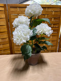 Faux White Hydrangea in Pot