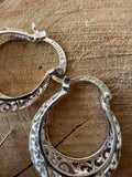 Pair of Vintage Red Enamel & Silver Tone Earrings (B)