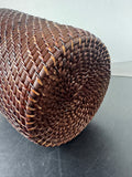 Dark Woven Wicker Wastebasket