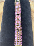 Gold Tone Bracelet with Pink & Purple Stones (Missing One Purple Stone)