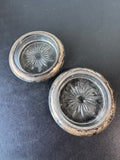 Pair of Frank M. Whiting Pressed Glass & Sterling Silver Coasters