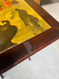 Vintage Folding Table with Painted Floral Still Life