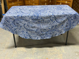 Blue Paisley Oval Fabric Table Cloth, 70"x35"