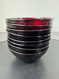 (D) 7-Piece Luminarc France Cristal d’Arques Ruby Red Cereal Bowls Set