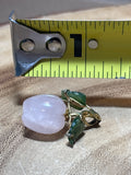 Rose Quartz, Jade & 10K Gold Apple Pendant