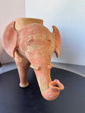 Rustic Terra Cotta Clay Elephant Plant Stand or Small Garden Stool