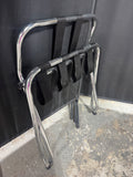 Black & Chrome Folding Luggage Rack with Back