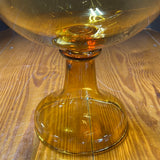 Amber Glass Footed Globe-Shaped Bowl
