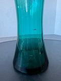 Teal Ribbed Glass Vase
