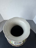 Chinese Famille Rose Medallion Porcelain Vase with Wooden Stand