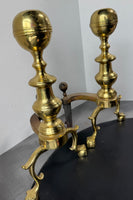 Pair of The Harvin Co. Virginia Metalcrafters Vintage Brass Clawfoot Andirons