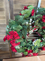 Red Floral And Baby Breath Wreath