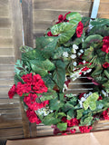Red Floral And Baby Breath Wreath