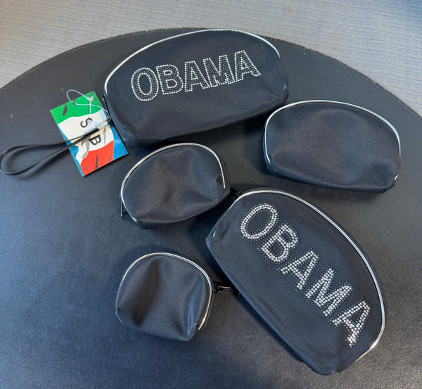 5-Piece Seroborn Black Bejeweled Obama Clutch & Cosmetics Bags