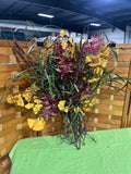 Bouquet of Faux Flowers, Cattails and Grasses