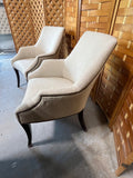 Upholstered Chairs with Tack Accents, Set of 2, Linen Color Fabric (Set A)