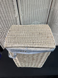 White Wicker Vintage Lidded Hamper with Liner
