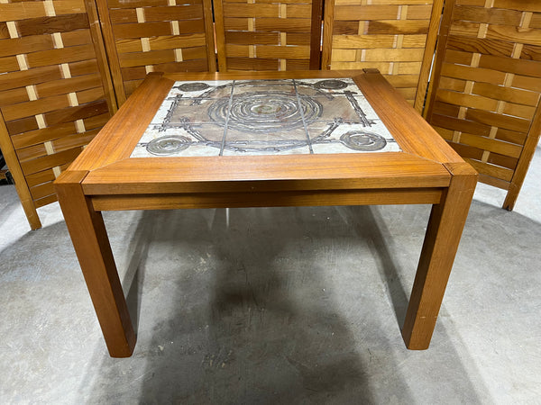 Danish Mid Century Modern Teak Coffee Table with Tile Top by OX ART, 2 Available, PRICED INDIVIDUALLY, $695 Each