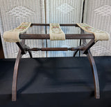 Wooden Vintage Floral Needlepoint Folding Luggage Rack