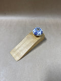 Wooden Door Stopper With Blue And White Porcelain Knob