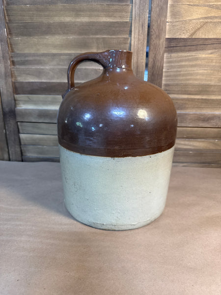 Two Toned Stoneware Whiskey Jug