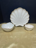 Trio of Sonoma Seashell Serving Pieces, Platter and Two Bowls