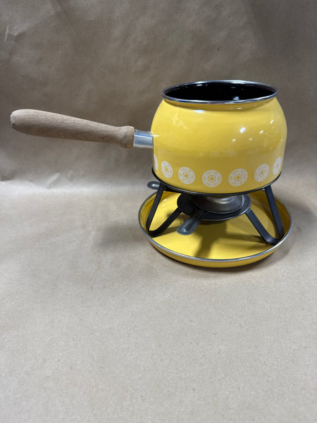 Mid Century Style Yellow Fondue Pot // Missing lid