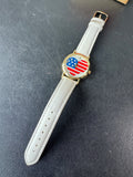 Patriotic Heart Wrist Watch with White Band