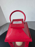 Red Metal Lantern with Flameless Candle (WORKS)
