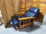 Action Industries Mission Style Blue Leather Reclining Chair