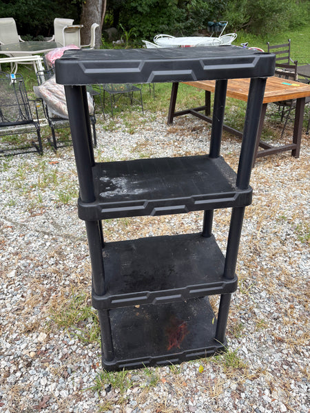 4 Tier Small Black Plastic Garage Shelving Unit, Lightweight