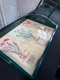 Green 2-Piece Metal & Wooden Tile Top Tray Table