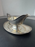 Fisher Sterling Silver Gravy Boat with Attached Saucer