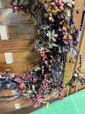 Rustic Farmhouse Style 20"D Wreath with Faux Berries