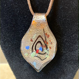 Glass Pendant on Brown Suede Necklace