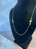 Long Gold Tone Chain Necklace with with Filigree & Solid Spheres