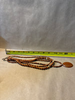 Wooden Beaded Necklace with Oval Pendant