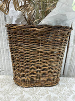 Hanging Woven Basket Wall Pocket with Bouquet of Dried Decor