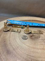 Gold/Green Cuff Link & Tie Pin Set