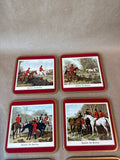 English Fox Hunting Cork Back Coasters - Set Of 6