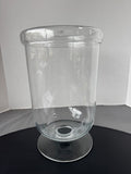Krosno Poland Hurricane Pedestal Glass Candle Holder with Cracker Barrel Pillar Candle