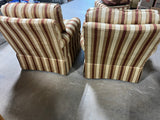 Southwood Pair of Striped Chairs with Rolling Ottoman***HEAVY ITEM***READ DETAILS ON PICK UP POLICY***