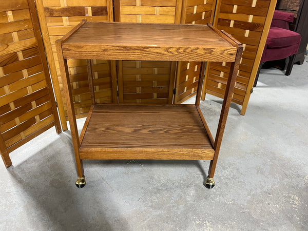 American Oak Beverage Cart on Casters