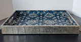 Pier 1 Imports Indonesia Blue Mosaic Glass & Wooden Tray