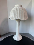 White Wicker Table Lamp (WORKS)